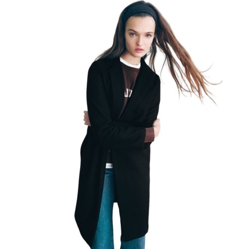 ZARA BLACK LAPEL COLLAR COAT SIZE S - Picture 1 of 9